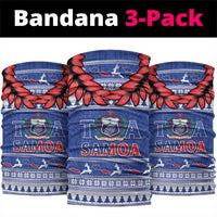 Toa Samoa Rugby Christmas Neck Gaiter Ula Fala Samoan Pattern Blue - Polynesian Pride