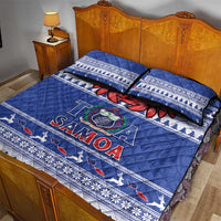 Toa Samoa Rugby Christmas Quilt Bed Set Ula Fala Samoan Pattern Blue - Polynesian Pride