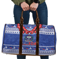 Toa Samoa Rugby Christmas Travel Bag Ula Fala Samoan Pattern Blue - Polynesian Pride
