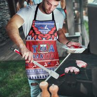 Toa Samoa Rugby Christmas Apron Ula Fala Samoan Pattern Red - Polynesian Pride