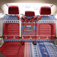 Toa Samoa Rugby Christmas Back Car Seat Cover Ula Fala Samoan Pattern Red - Polynesian Pride