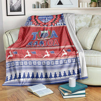 Toa Samoa Rugby Christmas Blanket Ula Fala Samoan Pattern Red - Polynesian Pride