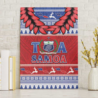 Toa Samoa Rugby Christmas Canvas Wall Art Ula Fala Samoan Pattern Red - Polynesian Pride