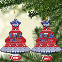 Toa Samoa Rugby Christmas Ceramic Ornament Ula Fala Samoan Pattern Red - Polynesian Pride