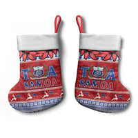 Toa Samoa Rugby Christmas Stocking Ula Fala Samoan Pattern Red - Polynesian Pride