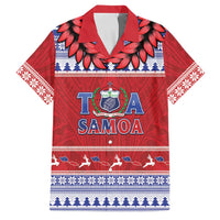 Personalised Toa Samoa Rugby Christmas Family Matching Off Shoulder Maxi Dress and Hawaiian Shirt Ula Fala Samoan Pattern Red - Polynesian Pride