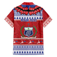 Personalised Toa Samoa Rugby Christmas Family Matching Off Shoulder Short Dress and Hawaiian Shirt Ula Fala Samoan Pattern Red - Polynesian Pride