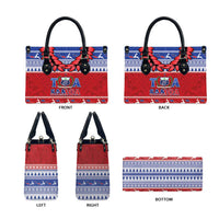 Toa Samoa Rugby Christmas Leather Bag Ula Fala Samoan Pattern Red - Polynesian Pride