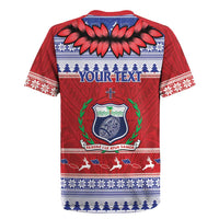 Personalised Toa Samoa Rugby Christmas Rugby Jersey Ula Fala Samoan Pattern Red - Polynesian Pride