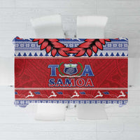 Toa Samoa Rugby Christmas Tablecloth Ula Fala Samoan Pattern Red - Polynesian Pride