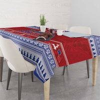 Toa Samoa Rugby Christmas Tablecloth Ula Fala Samoan Pattern Red - Polynesian Pride