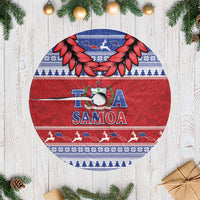 Toa Samoa Rugby Christmas Tree Skirt Ula Fala Samoan Pattern Red - Polynesian Pride