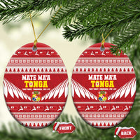 Tonga Rugby Christmas Ceramic Ornament Mate Maa Tonga Ngatu Pattern - Polynesian Pride