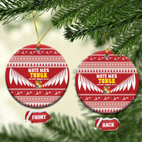 Tonga Rugby Christmas Ceramic Ornament Mate Maa Tonga Ngatu Pattern - Polynesian Pride