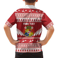 Personalised Tonga Rugby Christmas Family Matching Off The Shoulder Long Sleeve Dress and Hawaiian Shirt Mate Maa Tonga Ngatu Pattern LT14 - Polynesian Pride