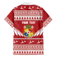 Personalised Tonga Rugby Christmas Family Matching Off Shoulder Short Dress and Hawaiian Shirt Mate Maa Tonga Ngatu Pattern - Polynesian Pride