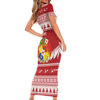 Personalised Tonga Rugby Christmas Family Matching Short Sleeve Bodycon Dress and Hawaiian Shirt Mate Maa Tonga Ngatu Pattern LT14 - Polynesian Pride