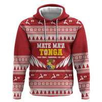 Personalised Tonga Rugby Christmas Hoodie Mate Maa Tonga Ngatu Pattern - Polynesian Pride