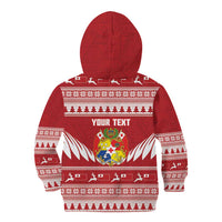Personalised Tonga Rugby Christmas Kid Hoodie Mate Maa Tonga Ngatu Pattern - Polynesian Pride