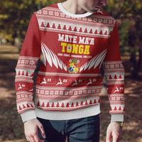Personalised Tonga Rugby Christmas Ugly Christmas Sweater Mate Maa Tonga Ngatu Pattern - Polynesian Pride
