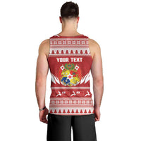 Personalised Tonga Rugby Christmas Men Tank Top Mate Maa Tonga Ngatu Pattern - Polynesian Pride