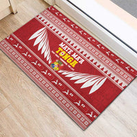 Tonga Rugby Christmas Rubber Doormat Mate Maa Tonga Ngatu Pattern - Polynesian Pride
