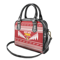 Tonga Rugby Christmas Shoulder Handbag Mate Maa Tonga Ngatu Pattern - Polynesian Pride