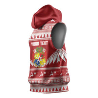 Personalised Tonga Rugby Christmas Sleeveless Hoodie Mate Maa Tonga Ngatu Pattern - Polynesian Pride