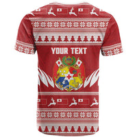 Personalised Tonga Rugby Christmas T Shirt Mate Maa Tonga Ngatu Pattern - Polynesian Pride