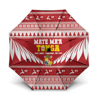 Tonga Rugby Christmas Umbrella Mate Maa Tonga Ngatu Pattern - Polynesian Pride