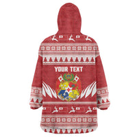 Personalised Tonga Rugby Christmas Wearable Blanket Hoodie Mate Maa Tonga Ngatu Pattern - Polynesian Pride