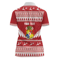 Personalised Tonga Rugby Christmas Women Polo Shirt Mate Maa Tonga Ngatu Pattern - Polynesian Pride