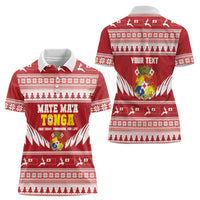 Personalised Tonga Rugby Christmas Women Polo Shirt Mate Maa Tonga Ngatu Pattern - Polynesian Pride