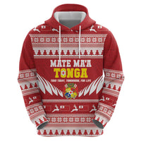 Personalised Tonga Rugby Christmas Zip Hoodie Mate Maa Tonga Ngatu Pattern - Polynesian Pride