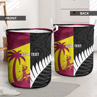 New Zealand and West Indies Cricket Custom Laundry Basket Black Cap Windies Together - Polynesian Pride