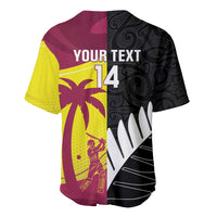 New Zealand and West Indies Cricket Custom Baseball Jersey Black Cap Windies Together - Polynesian Pride