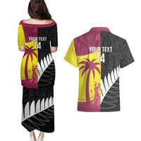 New Zealand and West Indies Cricket Custom Couples Matching Puletasi and Hawaiian Shirt Black Cap Windies Together LT14 - Polynesian Pride
