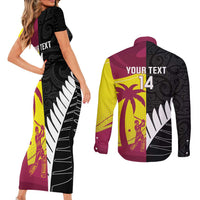 New Zealand and West Indies Cricket Custom Couples Matching Short Sleeve Bodycon Dress and Long Sleeve Button Shirt Black Cap Windies Together LT14 - Polynesian Pride