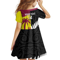 New Zealand and West Indies Cricket Custom Family Matching Long Sleeve Bodycon Dress and Hawaiian Shirt Black Cap Windies Together LT14 - Polynesian Pride