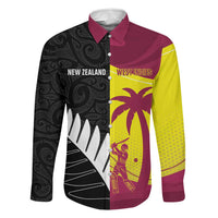 New Zealand and West Indies Cricket Custom Family Matching Long Sleeve Bodycon Dress and Hawaiian Shirt Black Cap Windies Together LT14 Dad's Shirt - Long Sleeve Black - Polynesian Pride