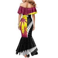 New Zealand and West Indies Cricket Custom Family Matching Mermaid Dress and Hawaiian Shirt Black Cap Windies Together LT14 - Polynesian Pride