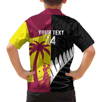 New Zealand and West Indies Cricket Custom Family Matching Off Shoulder Maxi Dress and Hawaiian Shirt Black Cap Windies Together LT14 - Polynesian Pride