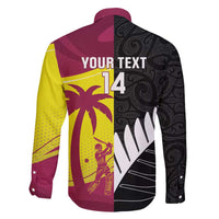 New Zealand and West Indies Cricket Custom Family Matching Off Shoulder Short Dress and Hawaiian Shirt Black Cap Windies Together LT14 - Polynesian Pride