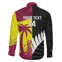 New Zealand and West Indies Cricket Custom Family Matching Short Sleeve Bodycon Dress and Hawaiian Shirt Black Cap Windies Together LT14 - Polynesian Pride