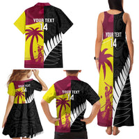 New Zealand and West Indies Cricket Custom Family Matching Tank Maxi Dress and Hawaiian Shirt Black Cap Windies Together LT14 - Polynesian Pride