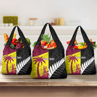 New Zealand and West Indies Cricket Custom Grocery Bag Black Cap Windies Together - Polynesian Pride