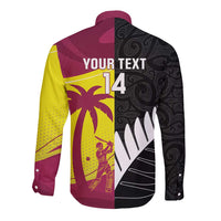 New Zealand and West Indies Cricket Custom Long Sleeve Button Shirt Black Cap Windies Together - Polynesian Pride