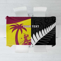 New Zealand and West Indies Cricket Custom Tablecloth Black Cap Windies Together - Polynesian Pride