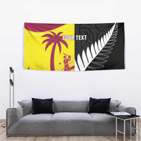 New Zealand and West Indies Cricket Custom Tapestry Black Cap Windies Together - Polynesian Pride