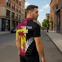 New Zealand and West Indies Cricket Custom Zipper Polo Shirt Black Cap Windies Together - Polynesian Pride
